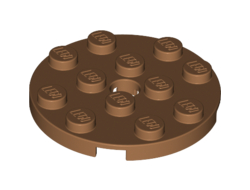 Plate, Round 4 x 4 with Hole, Medium Nougat (60474 / 6167647)