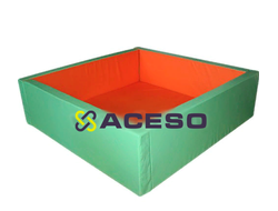 Сухой бассейн на каркасе - квадратный, без аппликации, разборный, мягкое дно салатово-оранжевый