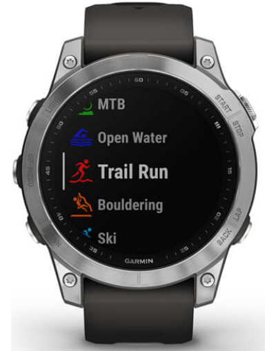 Умные часы Garmin Fenix 7 серебристый с графитовым силиконовым ремешком