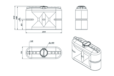Размеры пластиковой емкости для воды S2000. Емкость в дверной проем