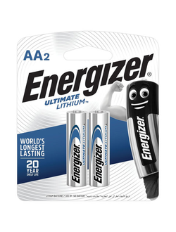 Батарейки КОМПЛЕКТ 2 шт., ENERGIZER Ultimate Lithium, AA (FR06, 15А), литиевые, пальчиковые, блистер, 639154