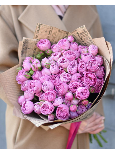 Букет с пионовидной розой "Мисти Бабблс"