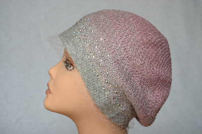 Женский берет летний с вуалью Vizio Италия 6605 розовый