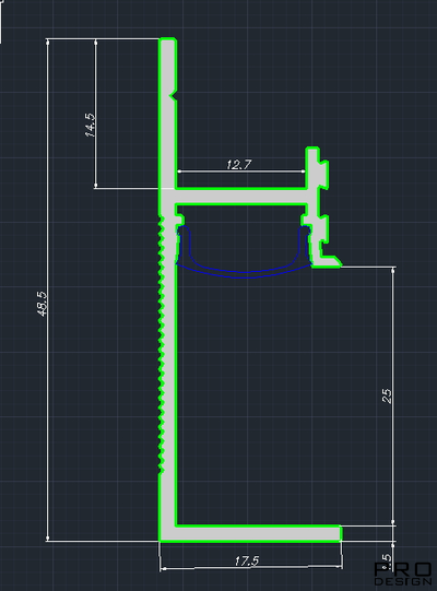 Рассеиватель матовый для теневого плинтуса Pro Design LC-16 2.7 м.п.