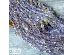 Аметист, горный хрусталь, цитрин галтовка 6-9 мм , цена за нить 19 см