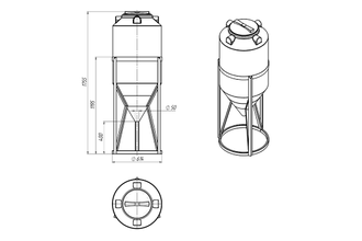 Емкость конусная 240 литров в обрешетке