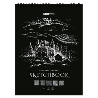 Скетчбук 20л., А5 ArtSpace &quot;Black line. House&quot;, на гребне, 120г/м2, черный блок