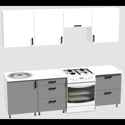 Кухня Эконом 1,8 метра (600х600х600) Цвет: Белый/Базальт