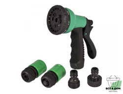 Набор д/полива 5 предм. (пистолет 8 реж., коннектор 3/4" (2шт) соединитель штуцерный), E1M