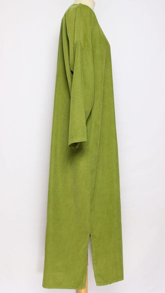 Платье Бохо вельветовое "ПЛАНКА ЗАЩИП ПУГОВИЦЫ" яблоко, горчица до р.56