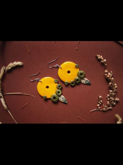 "В чистом поле, под ярким солнцем", крупные геометрические серьги