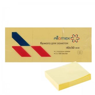 Стикеры 38*51 мм желтые 3 блока Attomex 2010300_S
