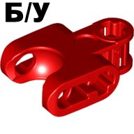 ! Б/У - Technic, Axle Connector 2 x 3 with Ball Joint Socket - Closed Sides, Straight Forks with Open Axle Holes, Red (93571 / 4655041) - Б/У