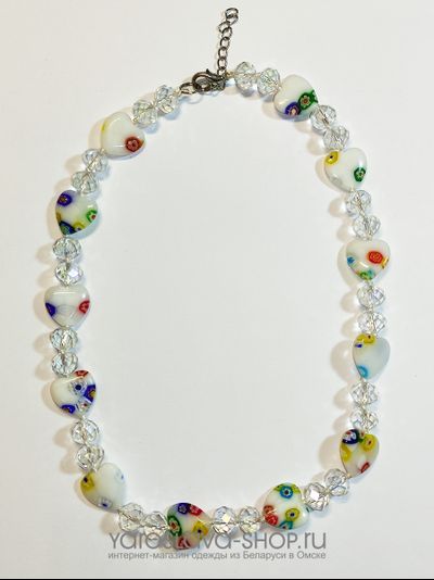 o-221. Бусы из муранского стекла с хрусталем.