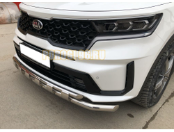 Защита переднего бампера двойная с перемычками d60/42 для Kia Sorento 2020-