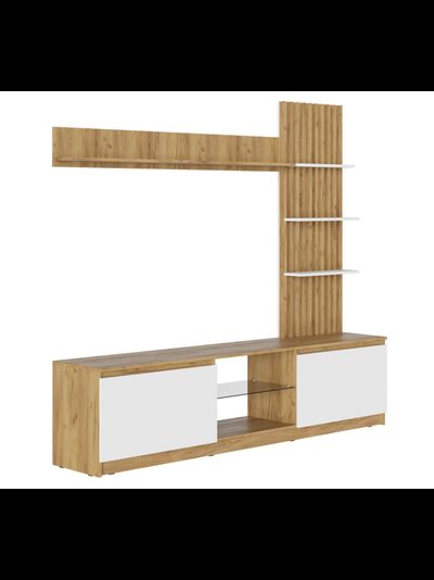 Бостон стенка НМ-001 МДФ Дуб крафт золотой/МДФ Глянец белый