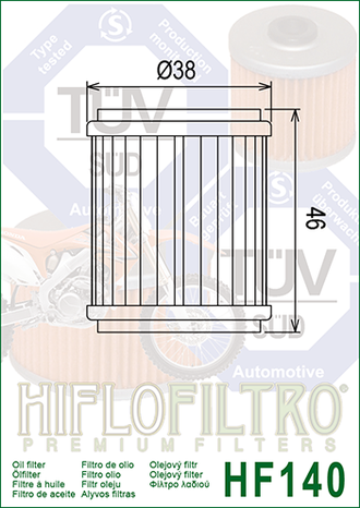 Масляный фильтр HIFLO FILTRO HF140 для Husqvarna (8000H4235)//Yamaha (1S4-E3440-00, 38B-E3440-00, 5D3-13440-00, 5D3-13440-01, 5D3-13440-02, 5D3-13440-09) // Fantic Motorcycle // Gas Gas Motorcycle