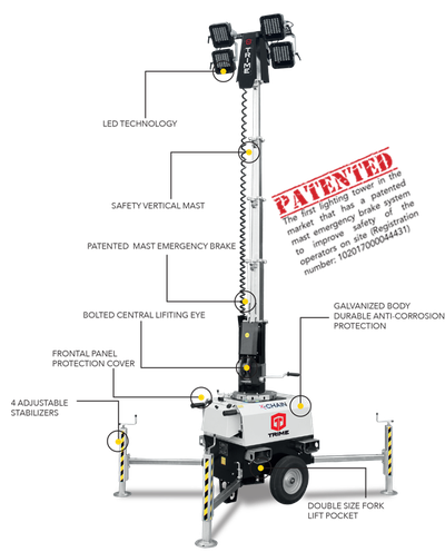 Электрическая осветительная вышка TRIME X-CHAIN 4X160W LED (7м)