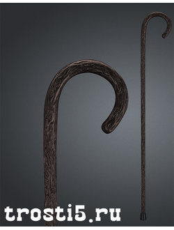 кованая трость с загнутой рукоятью и фактурой под дерево