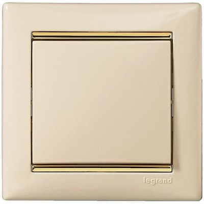 Выключатель Legrand Valena, рамка - слоновая кость / золотой штрих
