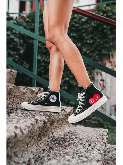 Converse Comme Des Garcons с сердечком черные высокие