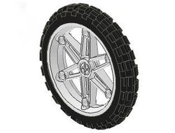 Wheel 61.6mm D. x 13.6mm Motorcycle, with Black Tire 81.6 x 15 Motorcycle 2903 / 2902, White (2903c01)