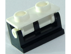 Hinge Brick 1 x 2 with White Top Plate 3937 / 3938, Black (3937c14)