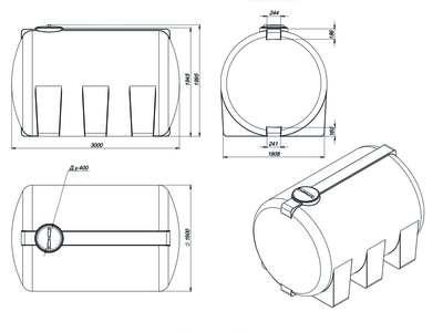 Чертеж горизонтальной емкости Н8000