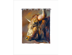 Штора в ванную с символикой "Быка" №7