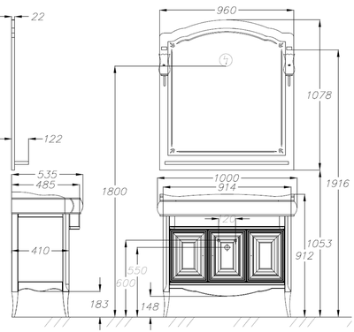 Мебель для ванной Opadiris Лоренцо 100 светлый орех