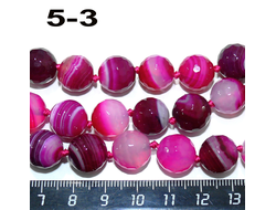 Агат тонированный (бусины) №5-3: цвет "розовый" - грань - ф 12мм