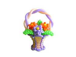 Корзинка с цветами и листиками из шаров