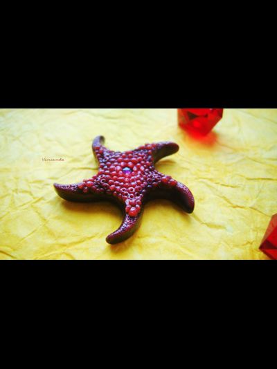 Красивая брошь "Морская звезда Золотых Морей" с родолитом