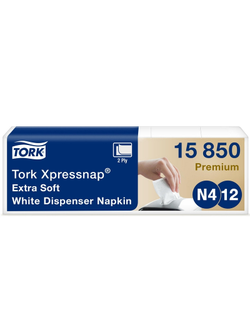 Салфетки бумажные Tork Xpressnap Premium N 4/N12 2 слоя, 200л 5пач /уп 15850