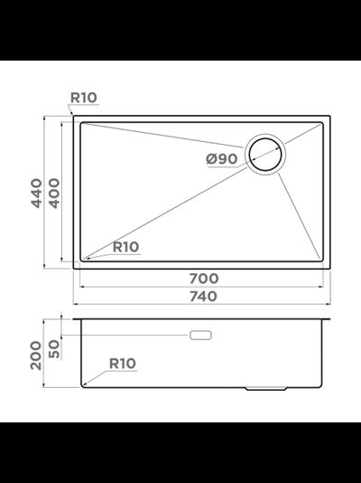 Мойка OMOIKIRI TAKI 74-U/IF SIDE