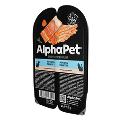AlphaPet (АльфаПет) Влажный корм (пауч) для взрослых кошек, паштет с Лососем, 80 г