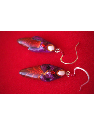 Серьги-капли &quot;Славянская Колдунья&quot; из холодного фарфора и чешского бисера