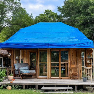 Тент Тарпаулин 15x20 м, 180 г/м2, шаг люверсов 0,5 м строительный защитный укрывной купить в Москве