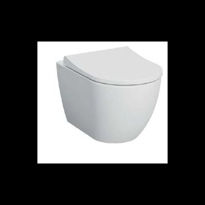 Комплект: подвесной безободковый унитаз Vitra Mia Round, с сиденьем с микролифтом, инсталляцией и кнопкой Loop, хром матовый 9856B003-7200