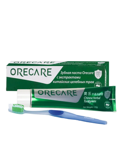 Зубная паста Orecare с экстрактами китайских целебных трав (с зубной щеткой)