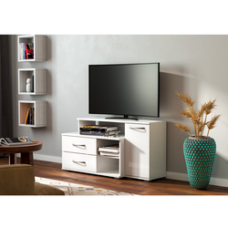 Тумба ТВ №1 МДФ гл (1100*570*360мм), Белый/Белый гл