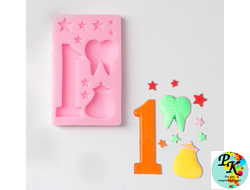 МОЛД СИЛИКОНОВЫЙ «Молочный зуб», 10,3*6,5*1,1 см, цвет МИКС