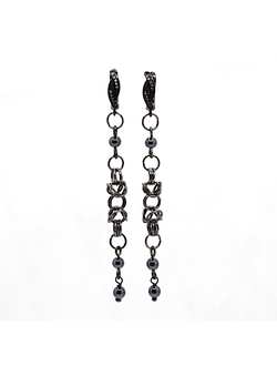Серьги с гематитом "Переплетение"