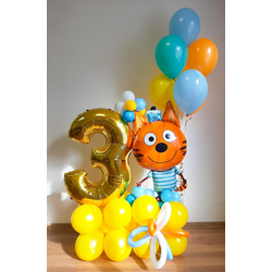 КОМПОЗИЦИЯ ИЗ ШАРОВ "ЦИФРА НА СТОЙКЕ И Коржик