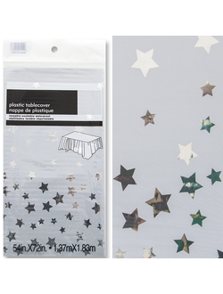 Скатерть п/э "Звезды Серебро" Металлик 137*183см
