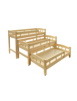 КРОВАТЬ ДЕТСКАЯ 95 (МАССИВ) ТРЁХЪЯРУСНАЯ С БОРТИКАМИ