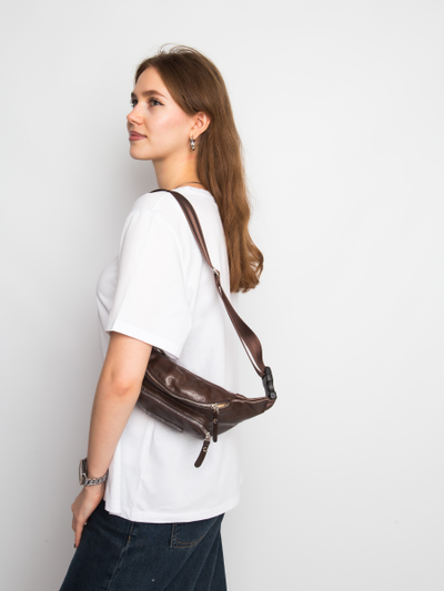 Кожаная поясная сумка Scarlino brown (арт. 7018-04)