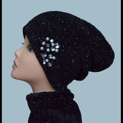 Черная шапка и шарф Визио Италия 6103 Волжский фото итальянских вязаных комплектов