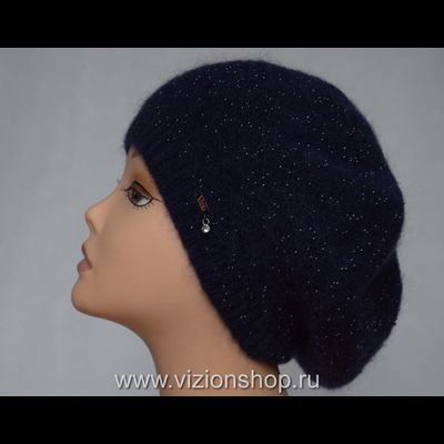 Вязаный итальянский берет с бисером Vizio зима 2020 фото шапок и беретов Италии