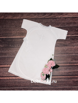 Тёплая крестильная рубашка  для девочки "Традиция": распашная спереди, размеры от рождения до 2 лет, можно вышить любое имя